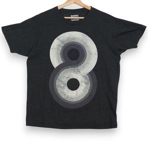 Design By Humans Mens Graphic Tee Medium Abstract Number 8 Gray‎ Minimalist